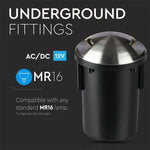 12V V-TAC aiavalgusti, roostevabast terasest korpus, süvistatav, 2 akent, MR16, IP67, max 20W, W2