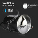 12V V-TAC Dārza lampa, nerūsējoša tērauda korpuss, iebūvējama zemē, 2 logi, MR16, IP67, max 20W, W2