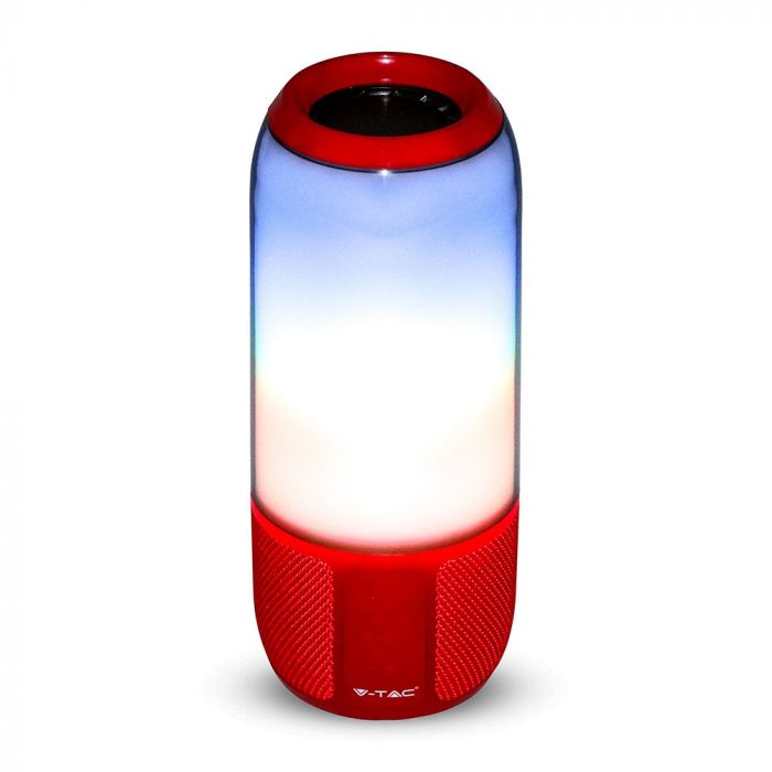 LED wireless speaker with BLUETOOTH, RGB colored lights, USB and TF card slot, rubber finish, V-TAC