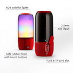 LED bezvadu skaļrunis ar BLUETOOTH, RGB krāsainas gaismas, USB un TF kartes slots, gumijas apdare, V-TAC