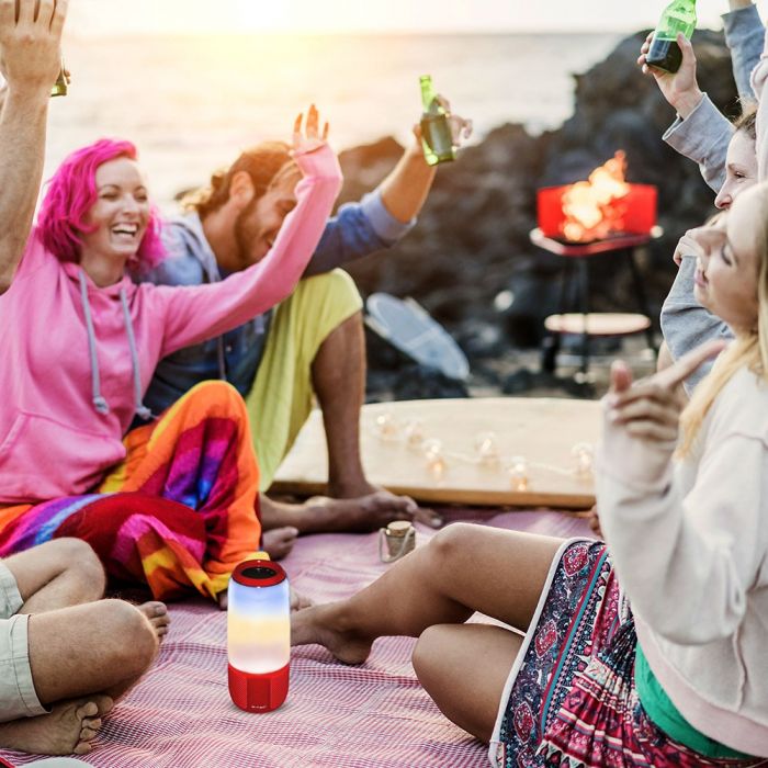 LED wireless speaker with BLUETOOTH, RGB colored lights, USB and TF card slot, rubber finish, V-TAC