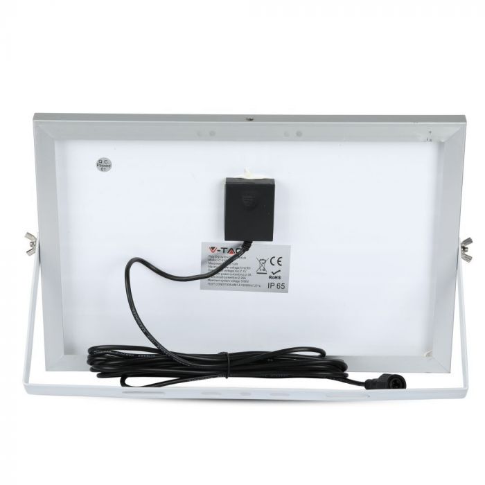 12W (550Lm) LED Spotlight med solcell 5000mAh, V-TAC, IP65, svart hölje, neutralt vitt ljus 4000K