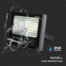 16W (1050Lm) LED Spotlight päikesepatareiga 10000mAh, V-TAC, IP65, must korpus, neutraalne valge valgus 4000K