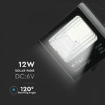 12W (550Lm) LED Spotlight med solcell 5000mAh, V-TAC, IP65, svart hölje, neutralt vitt ljus 4000K
