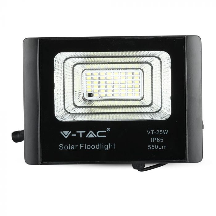 20W(1650Lm) LED Spotlight with solar battery 10000mAh, V-TAC, IP65, black body, neutral white light 4000K