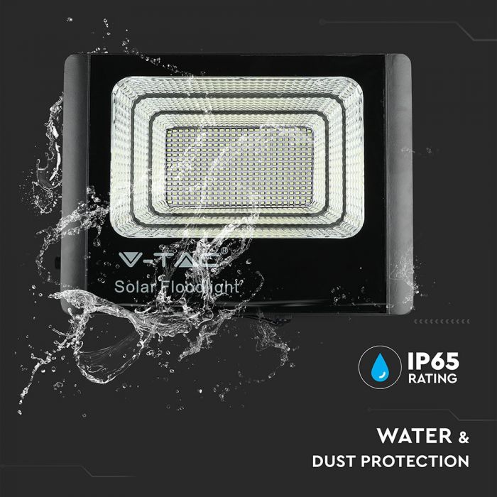 35W(2450Lm) LED Prožektors ar saules bateriju 15000mAh, V-TAC, IP65, melns korpuss, neitrāli balta gaisma 4000K