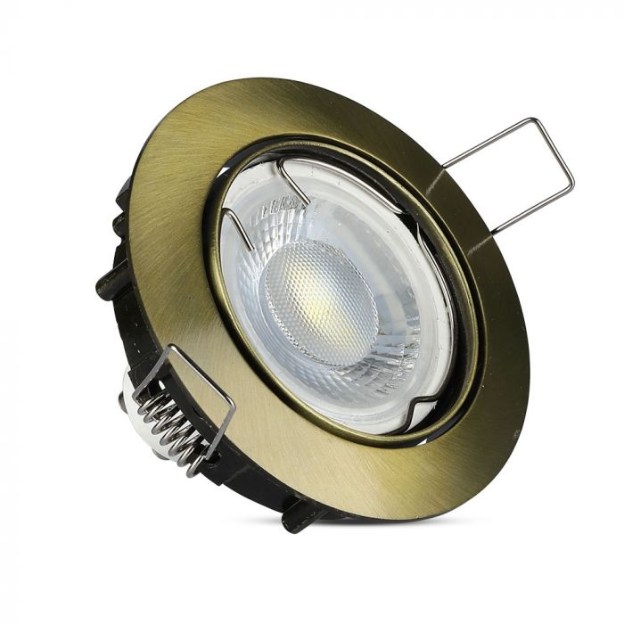 GU10 recessed frame/fixture, round, adjustable lighting angle, Ø82X25 mm, recessed Ø74 mm, brass, V-TAC