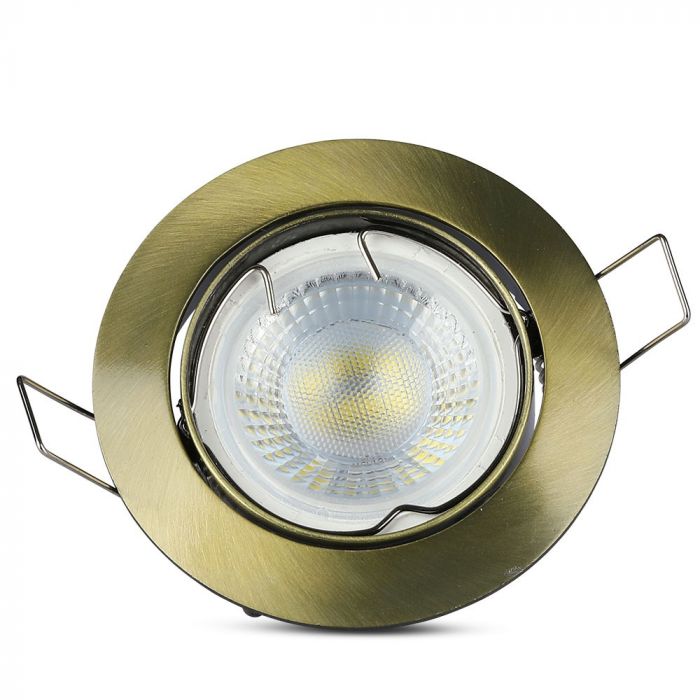 GU10 recessed frame/fixture, round, adjustable lighting angle, Ø82X25 mm, recessed Ø74 mm, brass, V-TAC