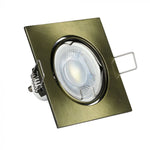 GU10 infälld ram/armatur, kvadratisk, justerbar ljusriktning, 80X80x25mm, infälld. Ø74mm, mässing, V-TAC