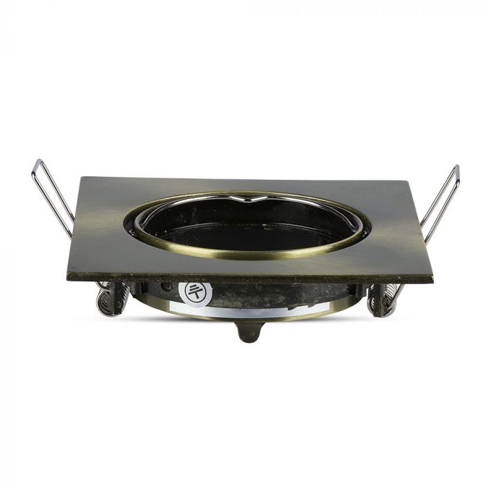 GU10 recessed frame/fixture, square, adjustable light direction, 80X80x25mm, recessed. Ø74mm, brass, V-TAC