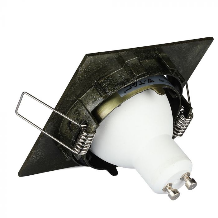 GU10 recessed frame/fixture, square, adjustable light direction, 80X80x25mm, recessed. Ø74mm, brass, V-TAC