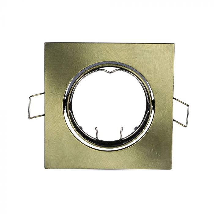 GU10 infälld ram/armatur, kvadratisk, justerbar ljusriktning, 80X80x25mm, infälld. Ø74mm, mässing, V-TAC