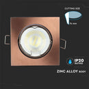 Встраиваемая рамка/светильник GU10, квадратная, регулируемое направление света, 80X80x25 мм, встраив. Ø74 мм, бронза, V-TAC