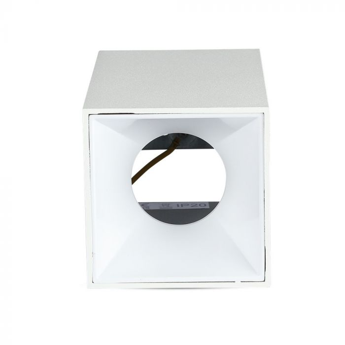 GU10 infälld ram/armatur, IP20, kvadratisk, vit/vit, 74 x 74 x 140 mm, max 35W, V-TAC