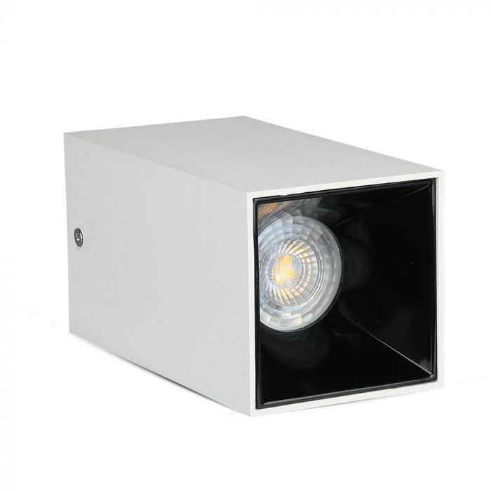 GU10 infälld ram/armatur, IP20, kvadratisk, vit/svart, 74 x 74 x 140 mm, max 35W, V-TAC
