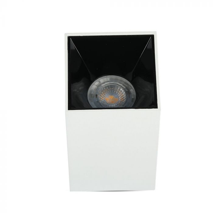 GU10 infälld ram/armatur, IP20, kvadratisk, vit/svart, 74 x 74 x 140 mm, max 35W, V-TAC