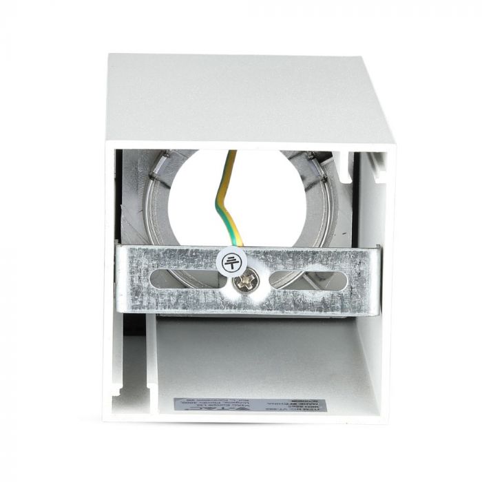 GU10 iebūvējams karkass/armatūra, IP20, kvadrāta formas, balts/hroms, 74 x 74 x 140 mm, max 35W, V-TAC