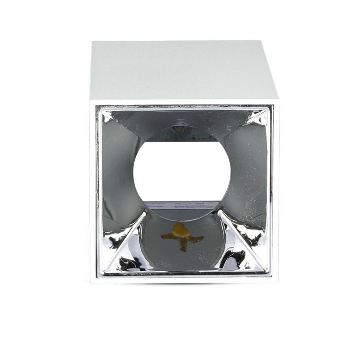 GU10 iebūvējams karkass/armatūra, IP20, kvadrāta formas, balts/hroms, 74 x 74 x 140 mm, max 35W, V-TAC