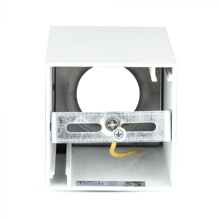 Встраиваемая рамка/светильник GU10, IP20, квадратная, белая/золотая, 74 x 74 x 140 мм, макс 35 Вт, V-TAC