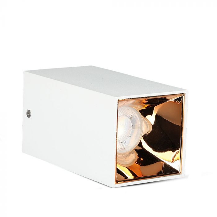 GU10 recessed frame/fixture, IP20, square, white/rose gold, 74 x 74 x 140 mm, max 35W, V-TAC