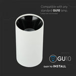 GU10 toppram/armatur, IP20, rund, vit/svart, Ø80x140mm, max 35W, V-TAC