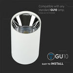 Верхняя рамка/светильник GU10, IP20, круглая, белый/хром, Ø80x140 мм, макс 35 Вт, V-TAC