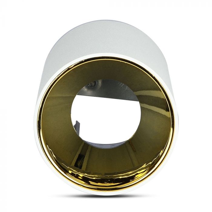 Верхняя рамка/светильник GU10, IP20, круглый, белый/золотой, Ø80x140 мм, макс 35 Вт, V-TAC
