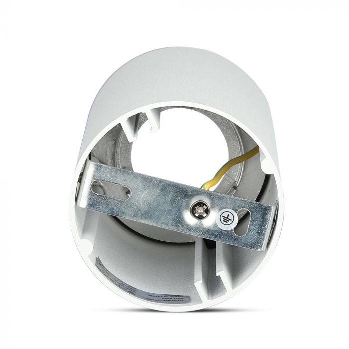 Верхняя рамка/светильник GU10, IP20, круглый, белый/золотой, Ø80x140 мм, макс 35 Вт, V-TAC