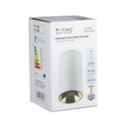 Верхняя рамка/светильник GU10, IP20, круглый, белый/золотой, Ø80x140 мм, макс 35 Вт, V-TAC