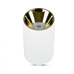 Верхняя рамка/светильник GU10, IP20, круглый, белый/золотой, Ø80x140 мм, макс 35 Вт, V-TAC
