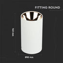 Верхняя рамка/светильник GU10, IP20, круглая, белый/розовое золото, Ø80x140 мм, макс 35 Вт, V-TAC