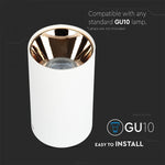 GU10 toppram/armatur, IP20, rund, vit/roséguld, Ø80x140mm, max 35W, V-TAC