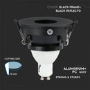 GU10 built-in frame/fixture, IP20, round shape, black/black, max 35W, V-TAC