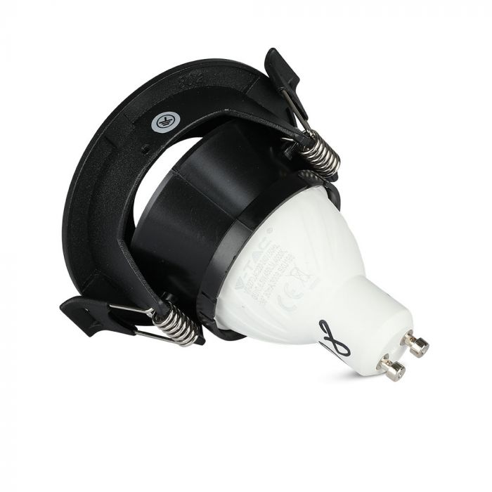 GU10 built-in frame/fixture, IP20, round shape, black/black, max 35W, V-TAC