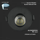 GU10 built-in frame/fixture, IP20, round shape, black/black, max 35W, V-TAC