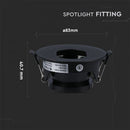 GU10 built-in frame/fixture, IP20, round shape, black/black, max 35W, V-TAC