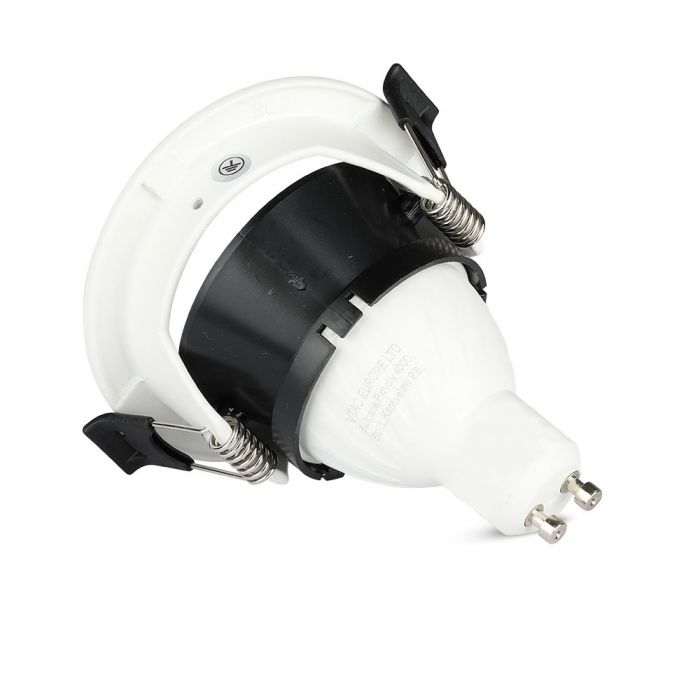 GU10 toppram/armatur, IP20, rund, vit/svart, Ø80x140mm, max 35W, V-TAC