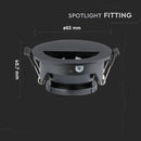 GU10 built-in frame/fixture, IP20, round shape, black/black, max 35W, V-TAC