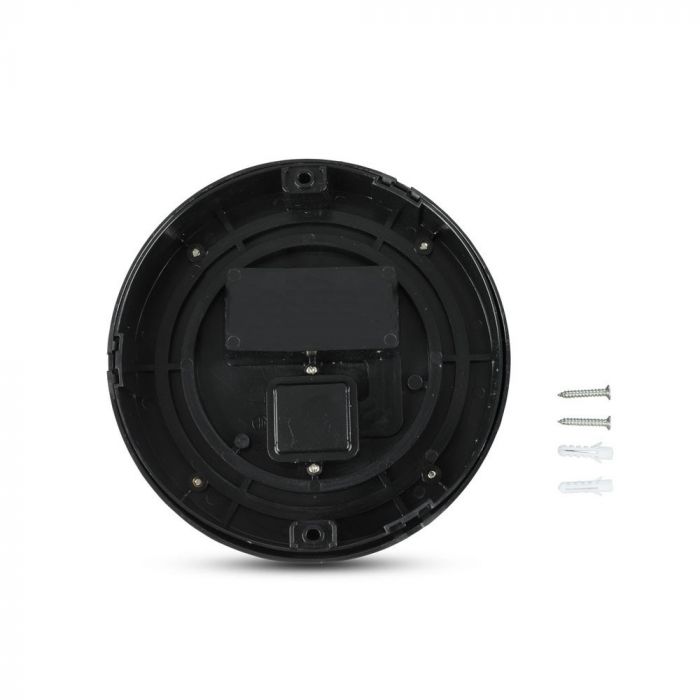 7W(400Lm) LED-fasadarmatur, IP65, V-TAC, rund, svart, varmvitt ljus 3000K