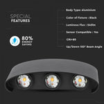 6W(540Lm) LED-frontarmatur, V-TAC, IP54, svart, varmvitt ljus 3000K