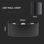 6W(540Lm) LED-frontarmatur, V-TAC, IP54, svart, varmvitt ljus 3000K