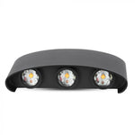 6W(540Lm) LED-frontarmatur, V-TAC, IP54, svart, varmvitt ljus 3000K