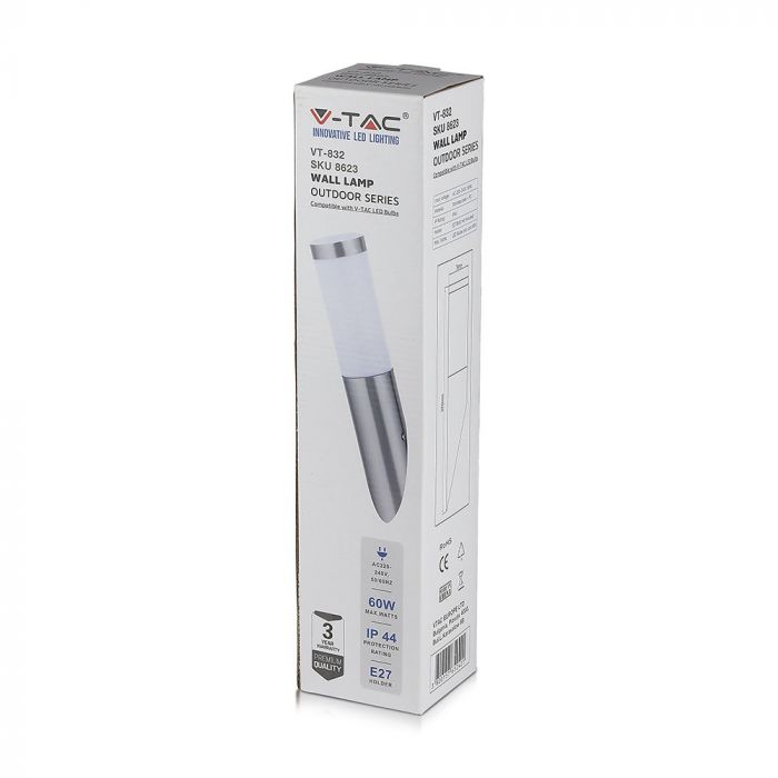 V-TAC Facade lampram med 1xE27 LED-lampor (glödlampor ingår ej), svart, IP44