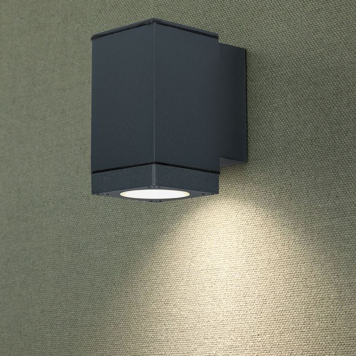 SUPERACTION_V-TAC Fasadlampram med 1xGU10LED-lampa (glödlampa ingår ej), mörkgrå, IP44