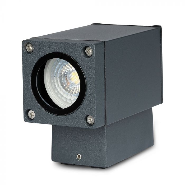 Facade lamp frame for GU10 bulb, max 60W, dark grey, IP44, V-TAC
