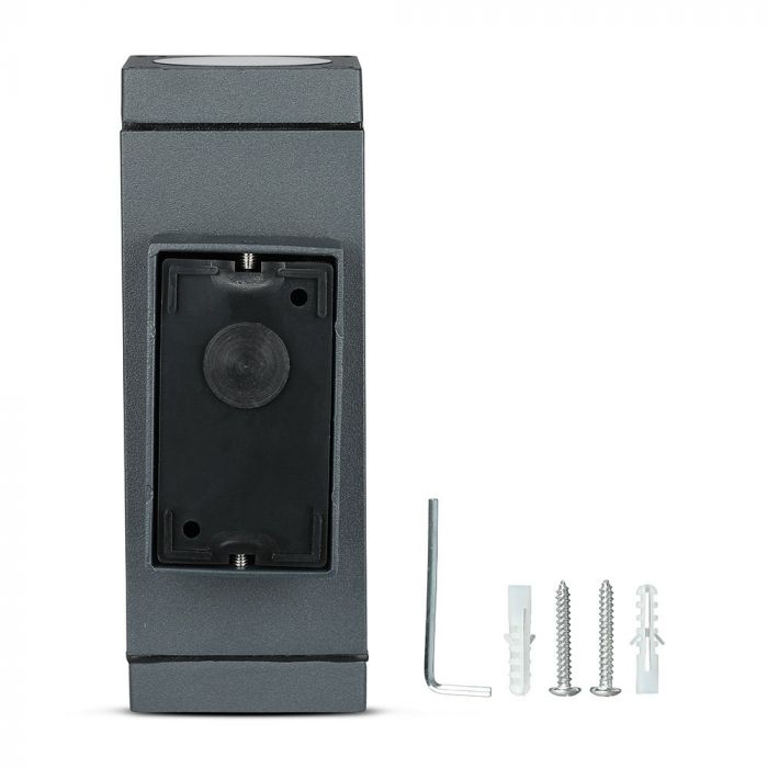 V-TAC Tvåvägs fasadlampram med 2xGU10 LED-lampor (glödlampor ingår ej), mörkgrå, IP44