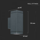 V-TAC Tvåvägs fasadlampram med 2xGU10 LED-lampor (glödlampor ingår ej), mörkgrå, IP44