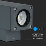 V-TAC Two-way Facade lamp frame with 2xGU10 LED bulbs (bulbs not included), dark grey, IP44