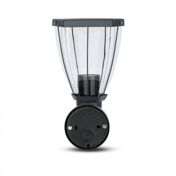 AKCIJA_V-TAC Fasādes lampas karkass ar 1xE27 LED spuldzi (spuldze nav iekļauta), spuldze vērsta uz augšu, melna matēta, IP44