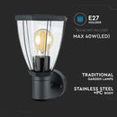 V-TAC fassaadilambi raam 1xE27 LED-pirniga (pirn ei kuulu komplekti), pirn suunaga ülespoole, matt must, IP44